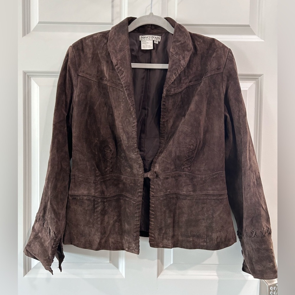 Vtg Nancy Bolen Suede Western Jacket Women Sz M Stitching Rodeo Cowgirl‎ Country
